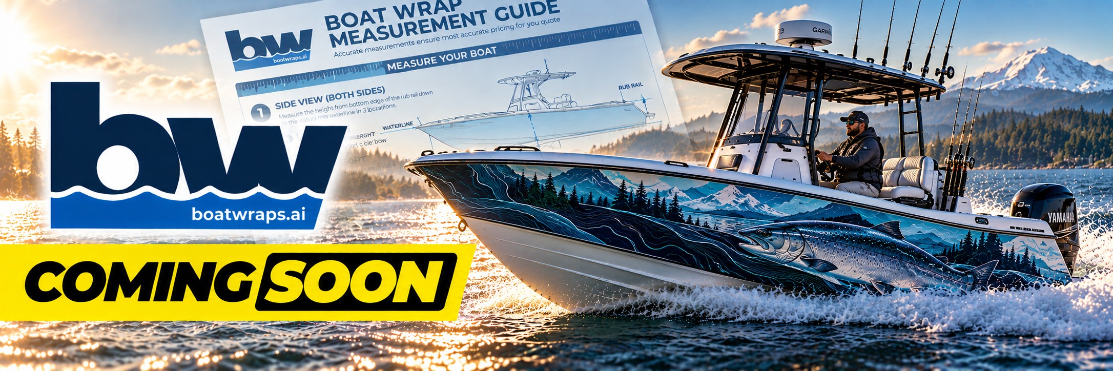 Coming Soon announcment for Boatwraps.ai