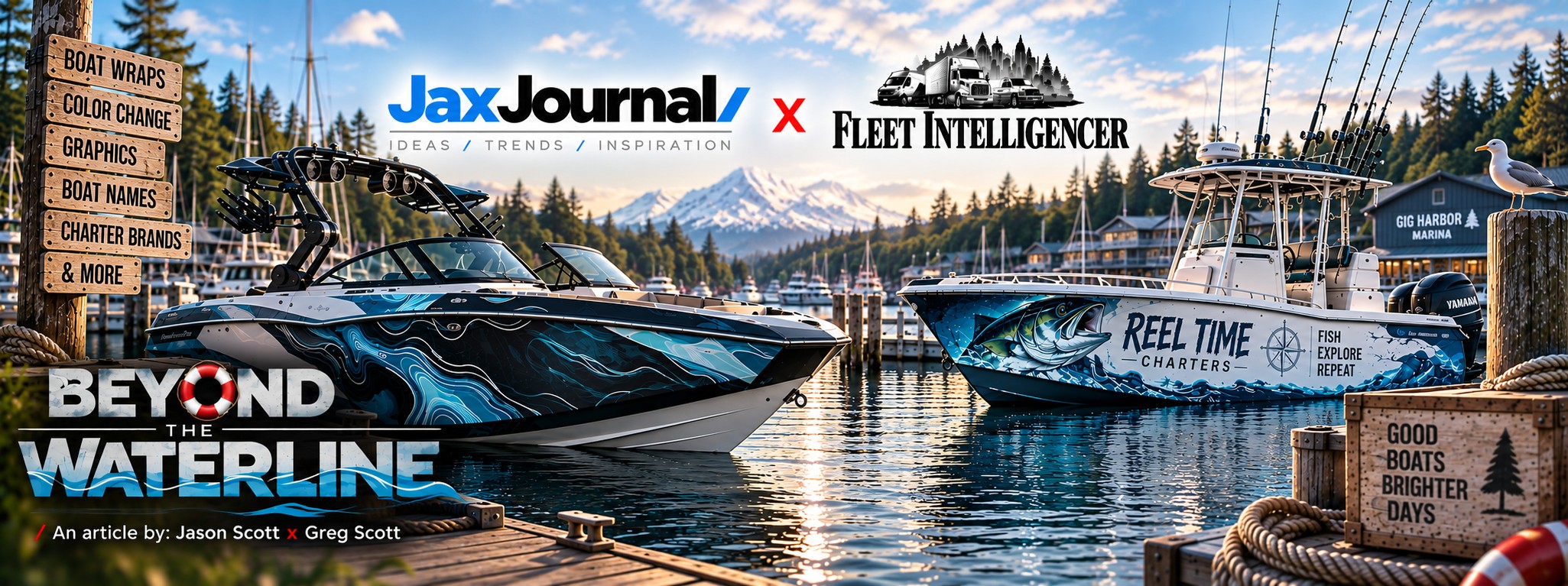 Boat Wraps at a marina in Gig Harbor